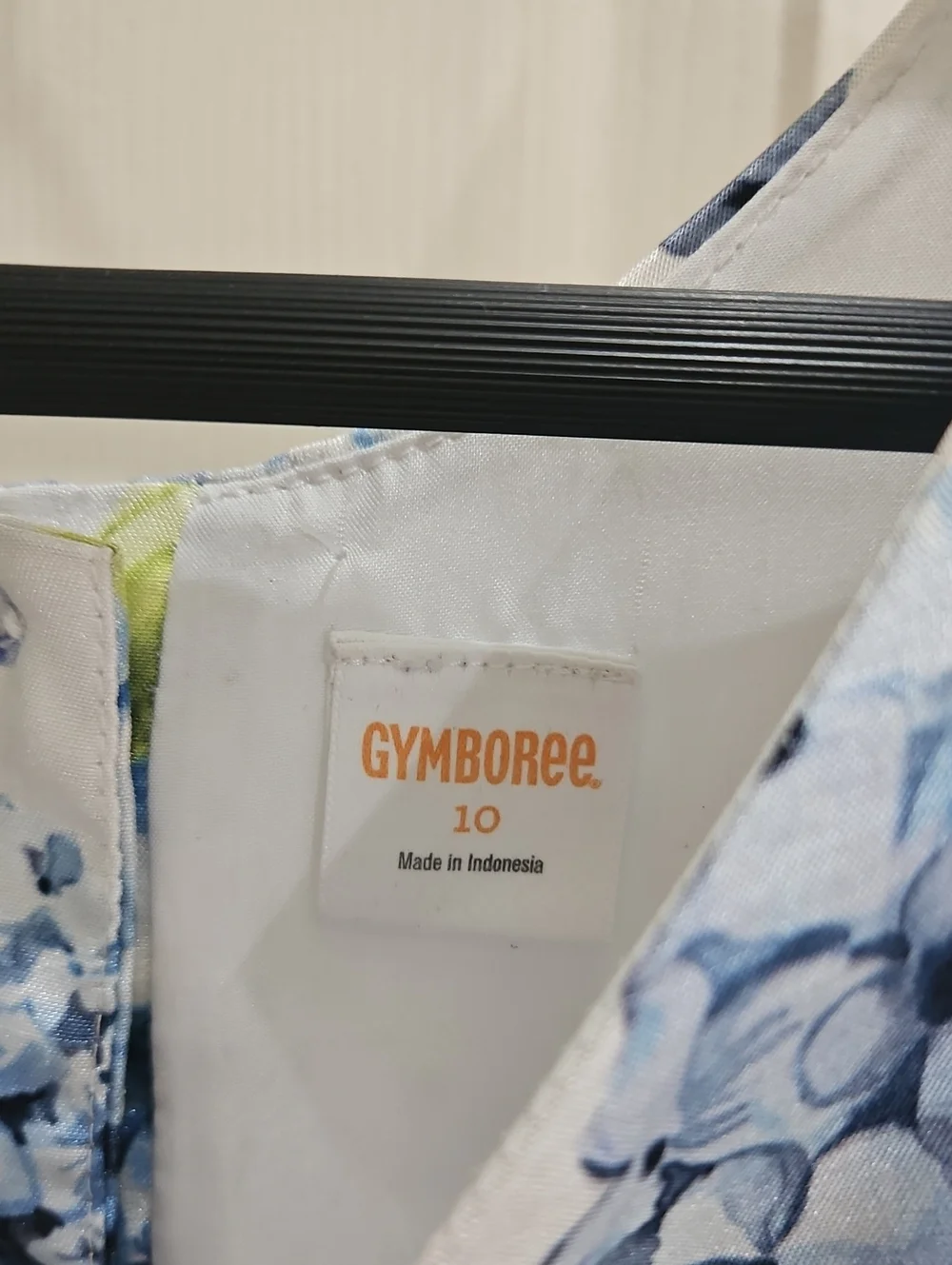 Gymboree Blue Floral Print Taffeta Girls Dress Sz 10